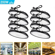 8 Pack 200W Led UFO High Bay Light Shop Factory Commercial Warehouse Industrial