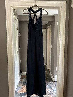 bcbg dress navy blue Stripe Organza Gown – BCBGMAXAZRIA main image 0