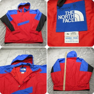 #ad North Face Goretex Jacket Mens Small Red Light Pack Pullover Anorak USA VTG $47.38