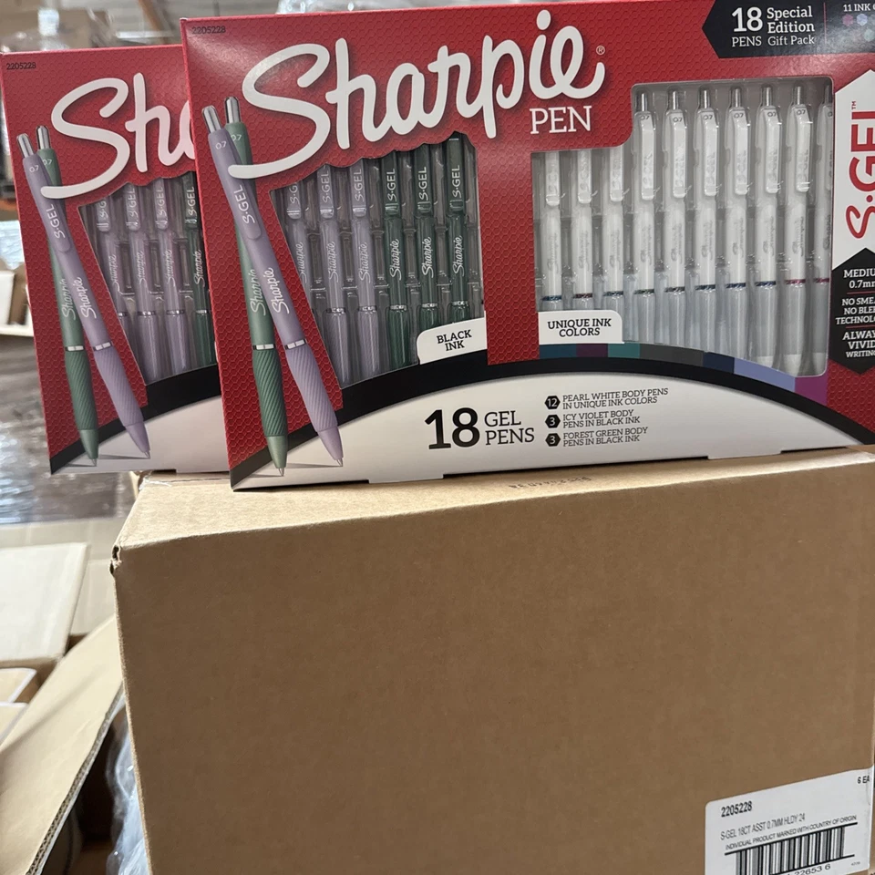 Bolígrafos Sharpie S-Gel 18pk (medio 0,7 mm) 3 estilos de barril y 11 colores de tinta paquete de regalo Foto 2 de 4