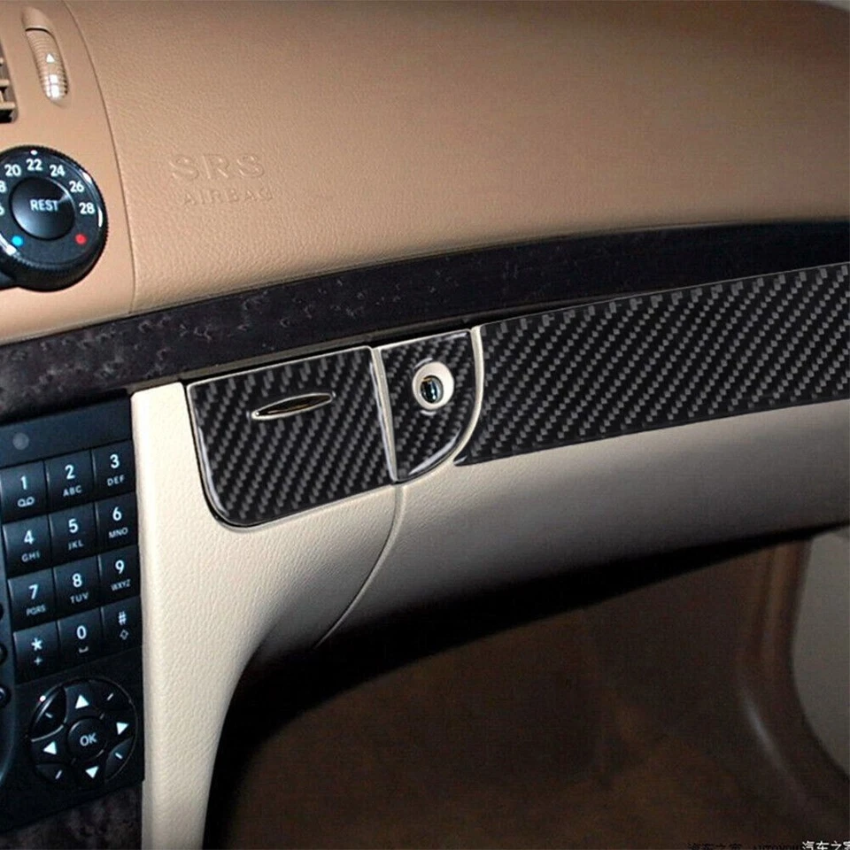 3X Cover Trim Passenger Dashboard Carbon Fiber For Mercedes-Benz W211 2003-2009 - Image 4 of 4