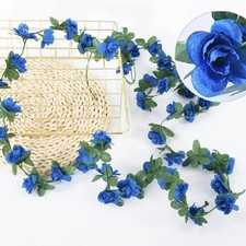 2.5m Artificial Flower Silk Rose Leaf Garland Vine Ivy Home Wedding Garden Décor