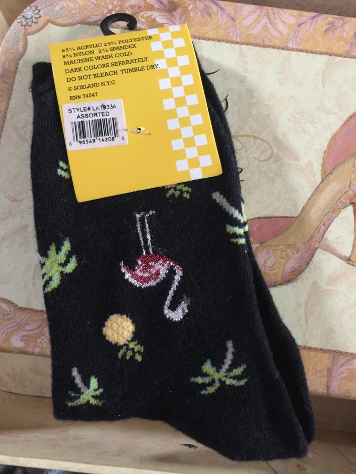 Calcetines DAVCO para mujer 9-11 Soxland negros para flamencos, piñas y palmeras Foto 2 de 3