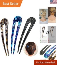 French Hair Forks Tortoise Shell U Shape Updo Hair Pins Clips for Thin Thick ...