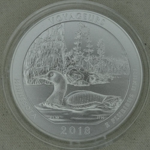 2018-P Voyageurs 5 oz Silver Quarter .999 Fine ATB US Mint Burnished