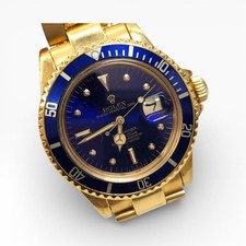 Rolex Rolex Submariner 40 mm 18K Yellow Gold Blue Nipple Dial Watch 1680 Circa 1978