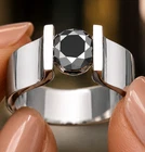 2.70 Ct Black Color Round Real Moissanite Engagement Ring Sterling Silver Size 7