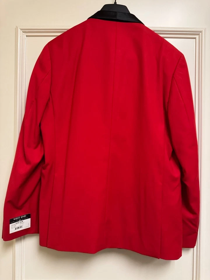 West End 2 изделия комплект красный Slim Fit смокинг с черный лацкан, пальто: 42R, брюки: 36" - Изображение 3 из 4