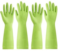 2Pair Reusable Rubber Gloves Non-Slip for Kitchen Household Cleaning Dishwashing