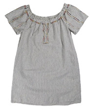 KNOX ROSE Pinstripe Dress Linen Blend Women’s Size XS Off The Shoulder