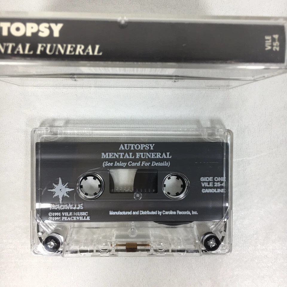 Vtg 1991 AUTOPSY Mental Funeral Cassette Tape Peaceville VILE25-4 Death Metal Foto 2 de 4