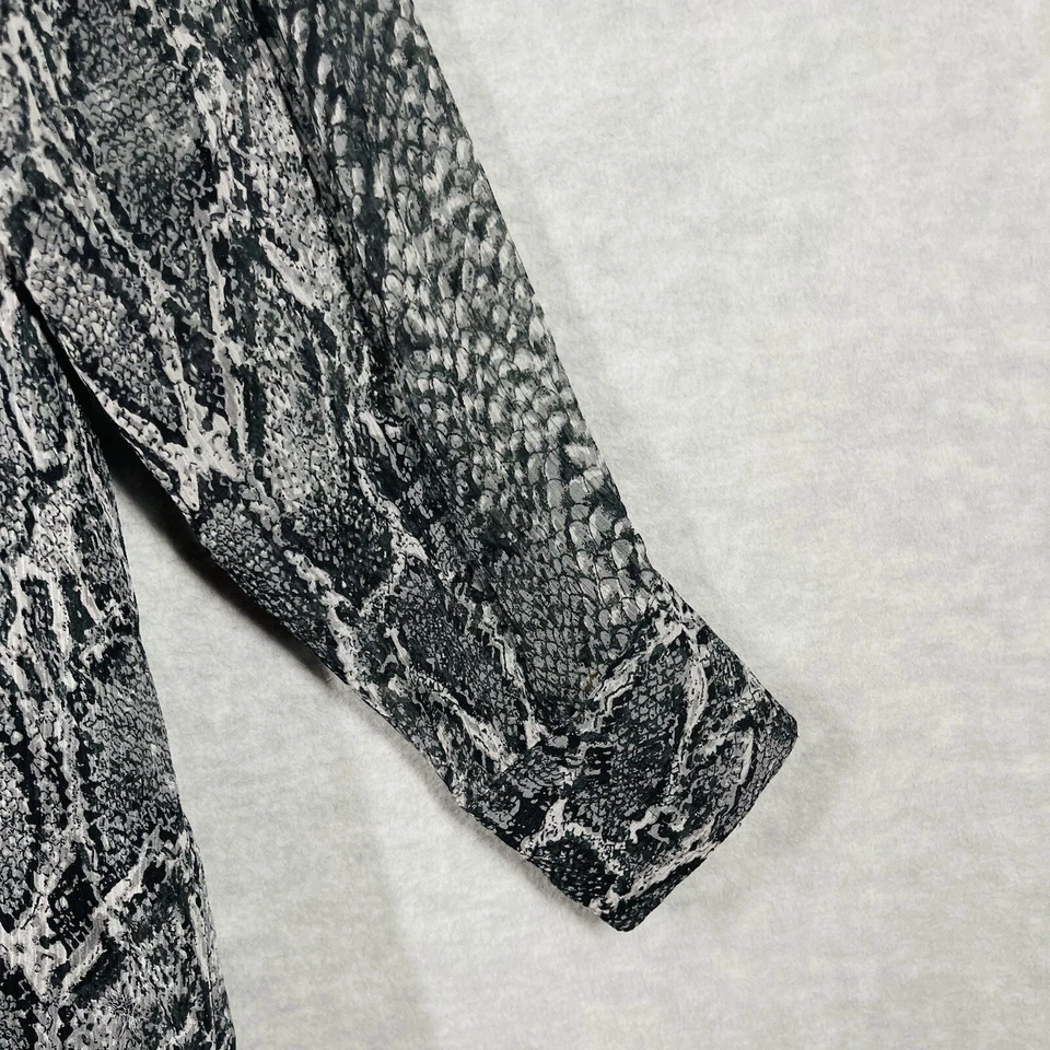 Blusa retro vintage para mujer 100 % seda con estampado de serpiente 1X forrada con botones años 80 90 Foto 4 de 4