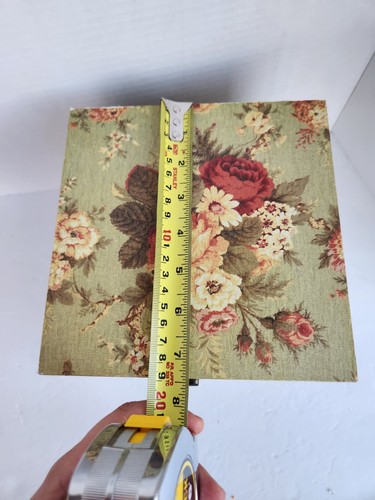 Vintage Avocado Green Wood Box Rose Pink Pint Grannycore Cottage Print - Picture 7 of 11