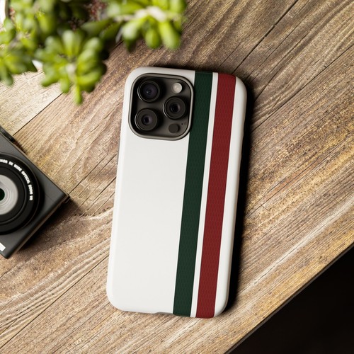 White Tough Case For iPhone 16, Red Green Stripes Design Glossy or Matte - Picture 63 of 270