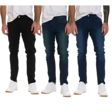 Men's 3 Pack Flex Stretch Slim Straight Comfort Denim Jeans With 5 Pockets