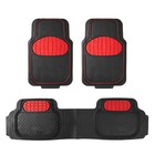 Universal Rubber Floor Mats Touchdown Football Design Red for Car SUV Van