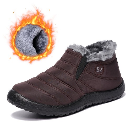 Mens Women Winter Ankle Boots Snow Warm Non-slip Flat Shoes Fur Lined - Picture 16 of 16