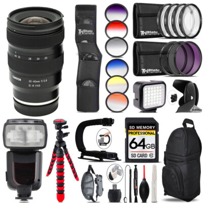 Tamron 20-40mm f/2.8 Di III VXD Lens for Sony E+ LED Light -64GB Kit Bundle