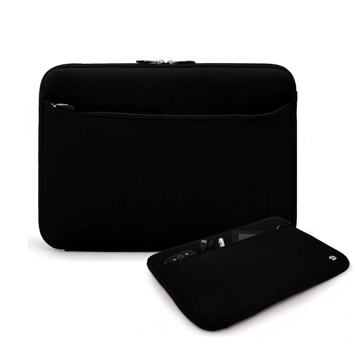 Black Soft Anti-theft Zip Sleeve Laptop Carry Case For 13