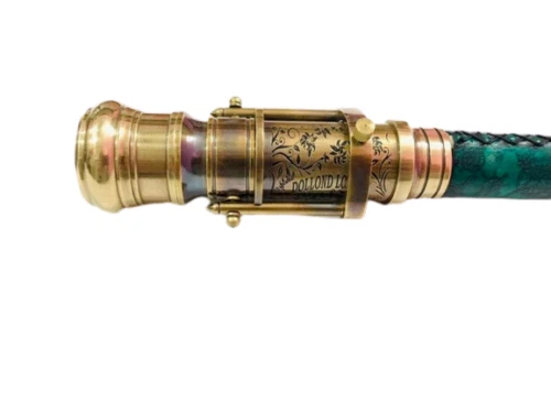 Manija telescópica de latón vintage bastón de cuero de madera bastón mira de vidrio espía Foto 4 de 4