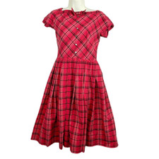 VTG Jonathan Logan Dress Sz 9 Pink Plaid Swiss Dot 1960s Zip Back