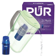 7-Cup Water Filter Pitcher with 1 Genuine  Filter, 2-In-1 Powerful, Faster Filtr