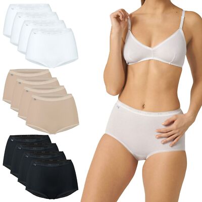 SLOGGI Damen Maxislip Basic+ hohe Taille Elastikbund Baumwolle Elasthan 4er Pack