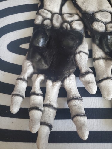 Adult White Skeleton Full Latex Gloves Oktober Studios 2 Sided Paint New Awesome - Picture 13 of 15