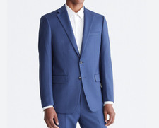 2024 CALVIN KLEIN Bright Navy Blue Sport Coat Suit Blazer 46R Wool