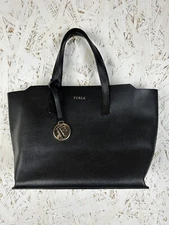 Furla Leather Handbag Tote Bag In Black