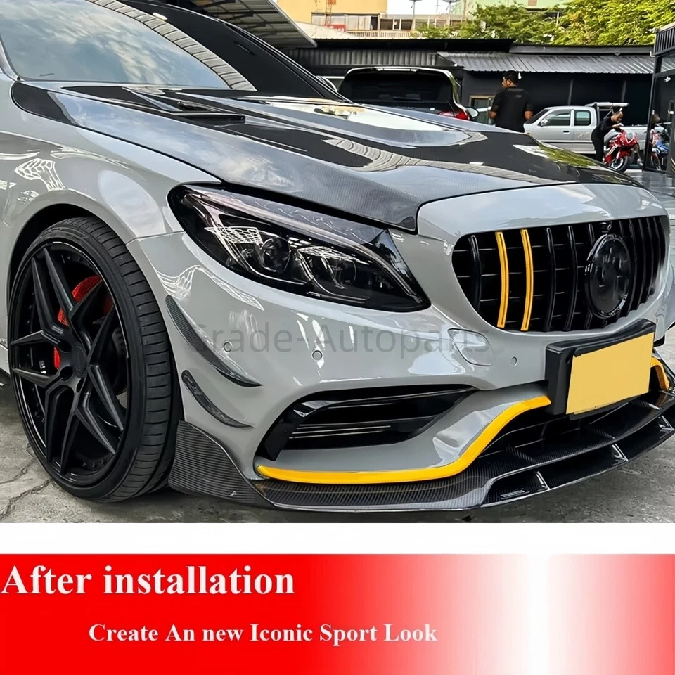 НАСТОЯЩАЯ УГЛЕРОДНАЯ крышка капота двигателя для Benz W205 C250 C300 C43 2015-2019 - Изображение 3 из 4