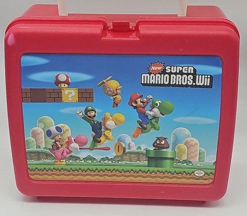 Thermos Lunch Box Super Mario Bros Wii Red Plastic Made In USA - Picture 2 of 10