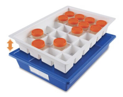 Urine Sample Storage / Collection Tray, Polystyrene, Blue/White - 1/EA