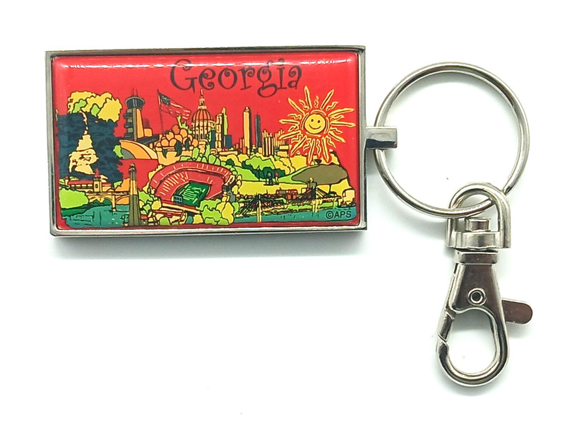 Vintage Georgia Sun Turner Field Bridge Capital Skyline Keyring Keychain