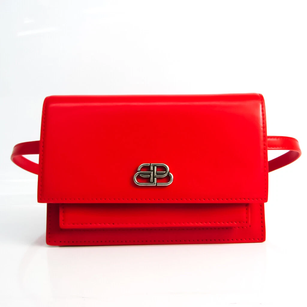 Balenciaga Sharp XS Waist Bag 594938 Unisex Leather Fanny Pack Red