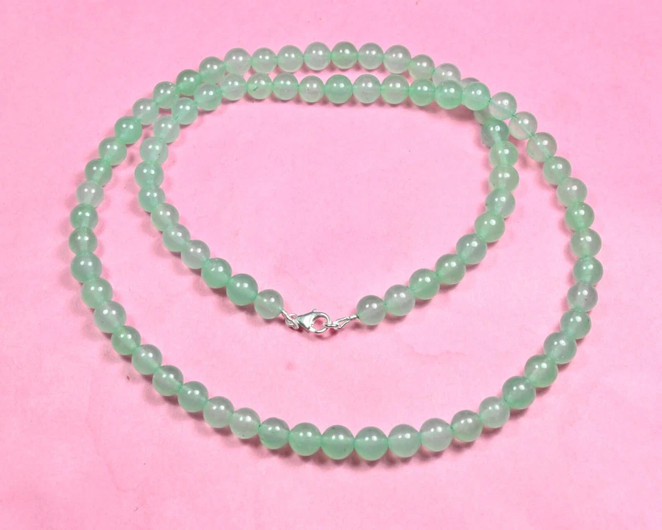 A++ Grüner Aventurin glatter runder Edelstein Perlen Glück & Wohlstand Halske... - Bild 4 von 4