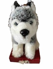 F.A.O. Schwartz 6" Husky Wolf Puppy Plush Toy Sitting Grey/White