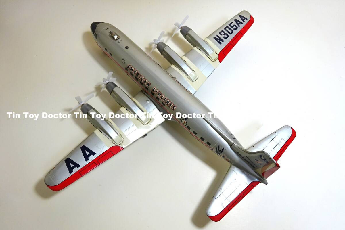 LINE MAR TOYS American Airlines DC-7 Tin Toy Vintage 1950s LINE MAR TOYS American Airlines DC-7 Tin Toy Vintage 1950s