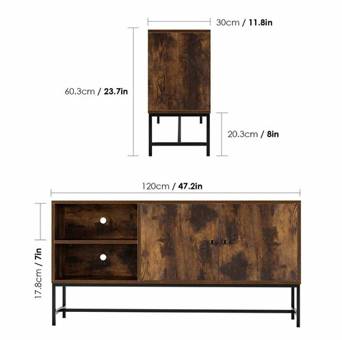 TV Stand for 65 inch TV Rustic Modern To Cabinet Two Doors For 50" 55" 65" TV's - Picture 2 of 3