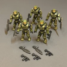 New 5x HALO MEGA CONSTRUX BLOKS UNSC MASTER CHIEF Marine MINI FIGURE & 10 Guns