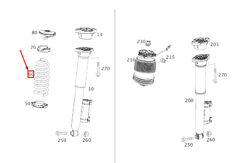 MERCEDES-BENZ E C238 Rear Coil Spring A2133241104