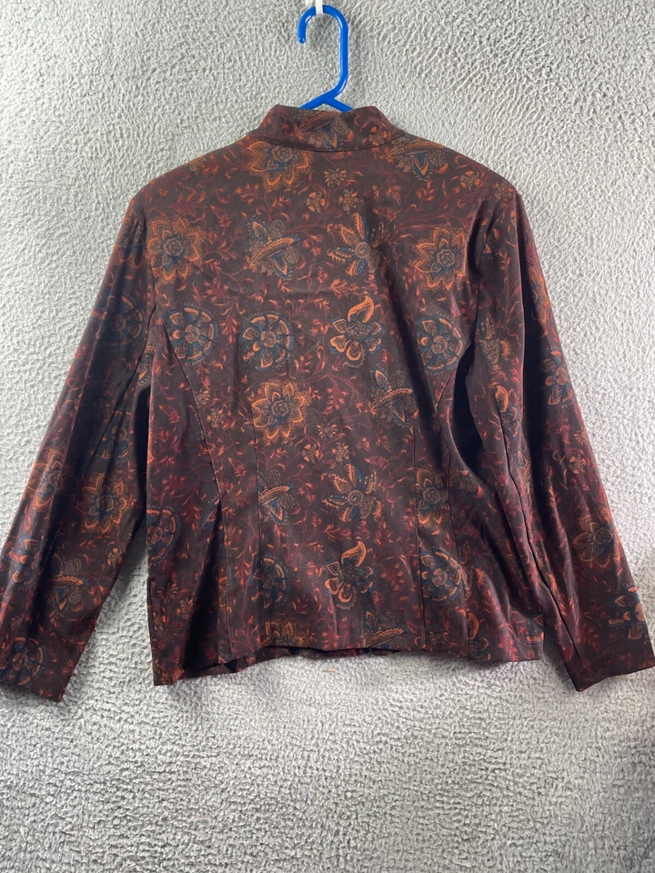 Jaqueta Feminina Elementz Paisley Vermelha Preta com Zíper Gola Simulada Tamanho XL - Imagem 2 de 4