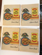1975 VINTAGE 4 TOP VALUE SAVER STAMP BOOKS STAMPS ATTACHED & extra stamps
