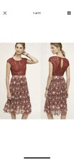 NWT Anthropologie Plenty By Tracy Reese Arcadia Pleated Lace Dress Red Floral 8