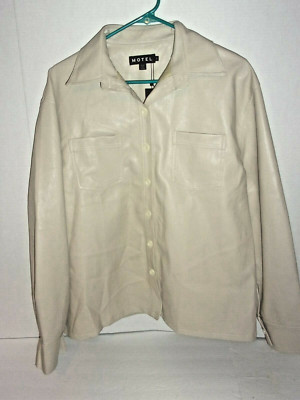 Motel beige faux leather button down jacket small