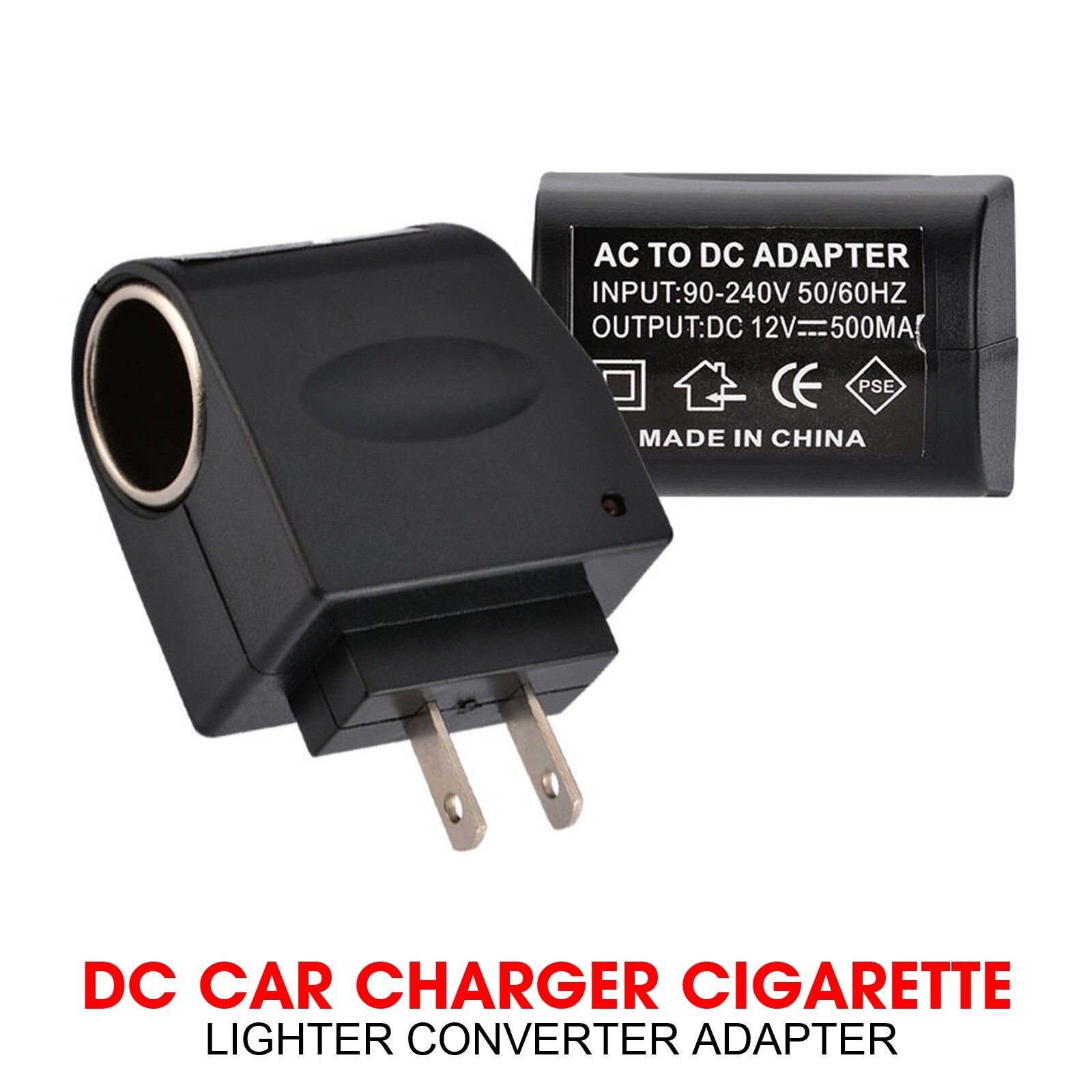 AC US Wall Power To DC Plug Car Cigarette Lighter Port Female Adapter Converter