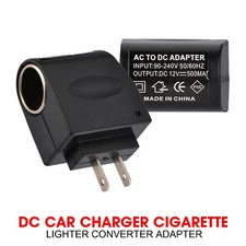 AC US Wall Power To DC Plug Car Cigarette Lighter Port Female Adapter Converter