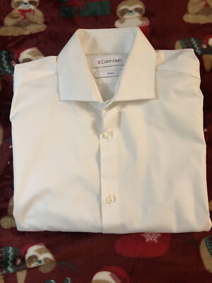 calvin klein white dress shirt men Calvin Klein Men's Slim-Fit Dress Shirt - White