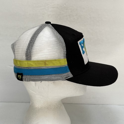 Fox Racing Hat Cap Mesh Snapback Black White Two Striped Adjustable Mens - Picture 6 of 8