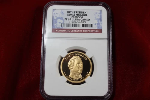2008-S  JAMES MONROE   PRESIDENTIAL  DOLLAR, NGC PROOF 69 ULTRA CAMEO, 